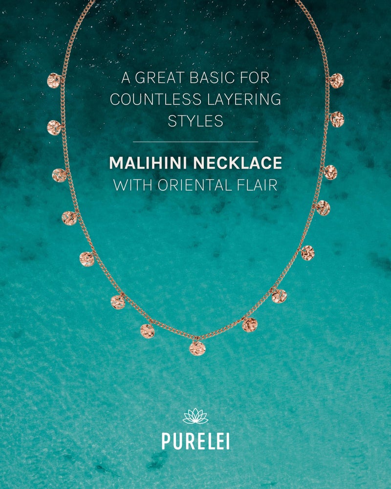 PureleiÂ® Malihini Necklace (rosegold) â€“ 18K Gold plated stainless steel jewelry â€“ Waterproof chain with coins â€“ 14 to 16 inch adjustable length â€“ Fashion jewelry for your individual look - Image 2